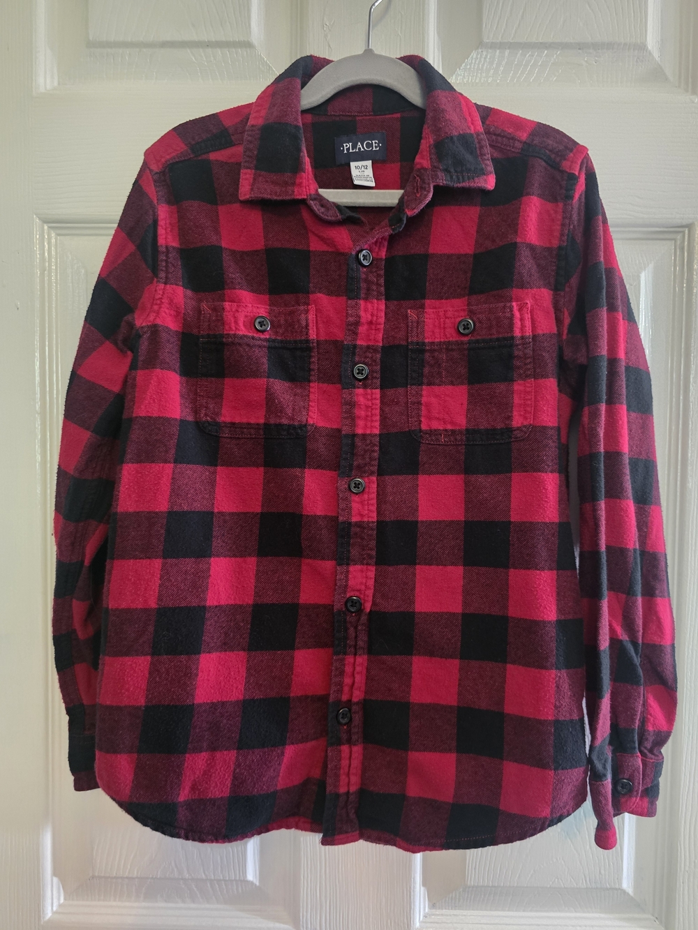 Childrens Place Red and Black Buffalo Plaid Button-Down Shirt